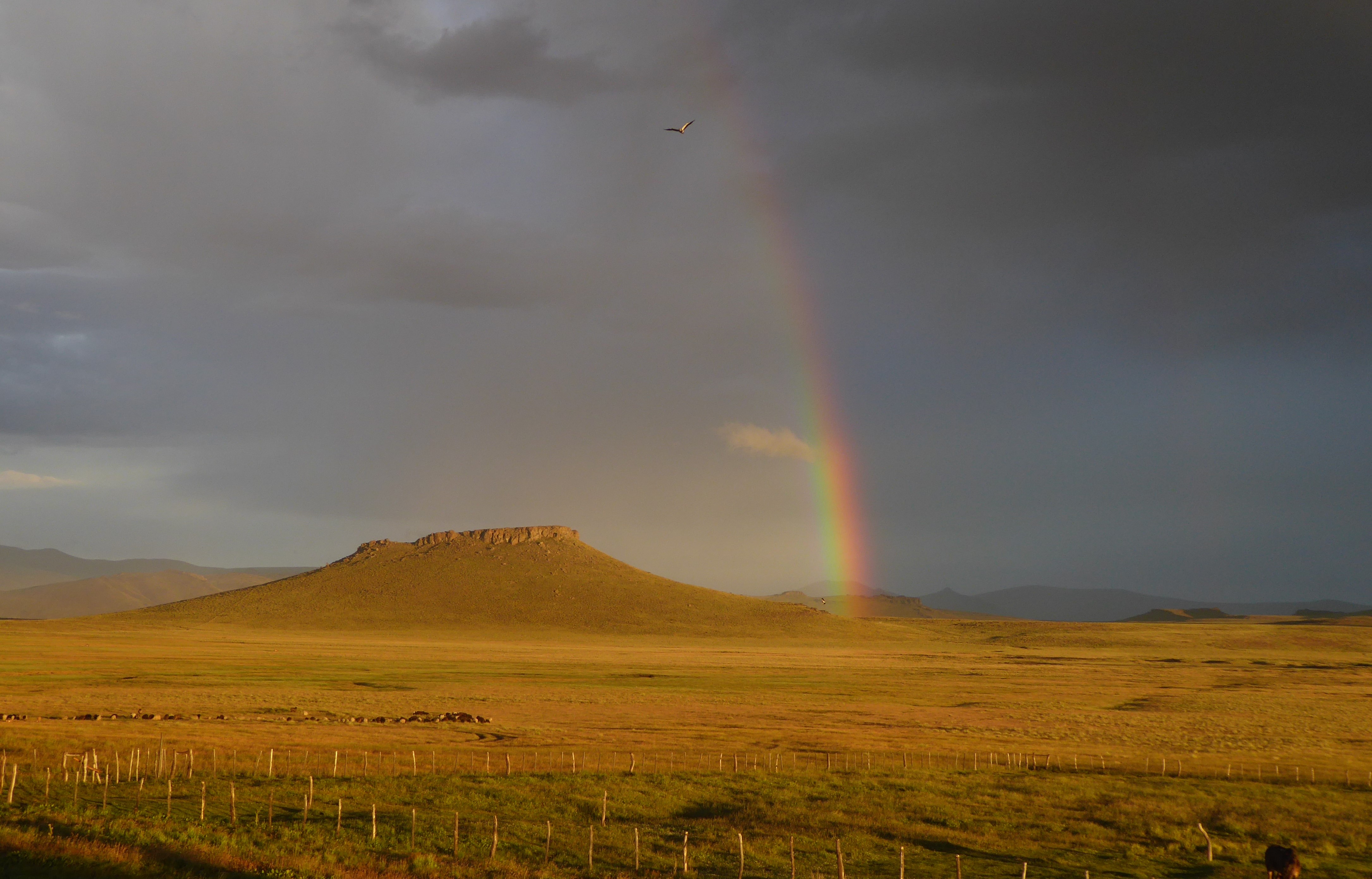 Rainbow in Argentina Patagonia at Estancia Ranquilco horseback riding ranch