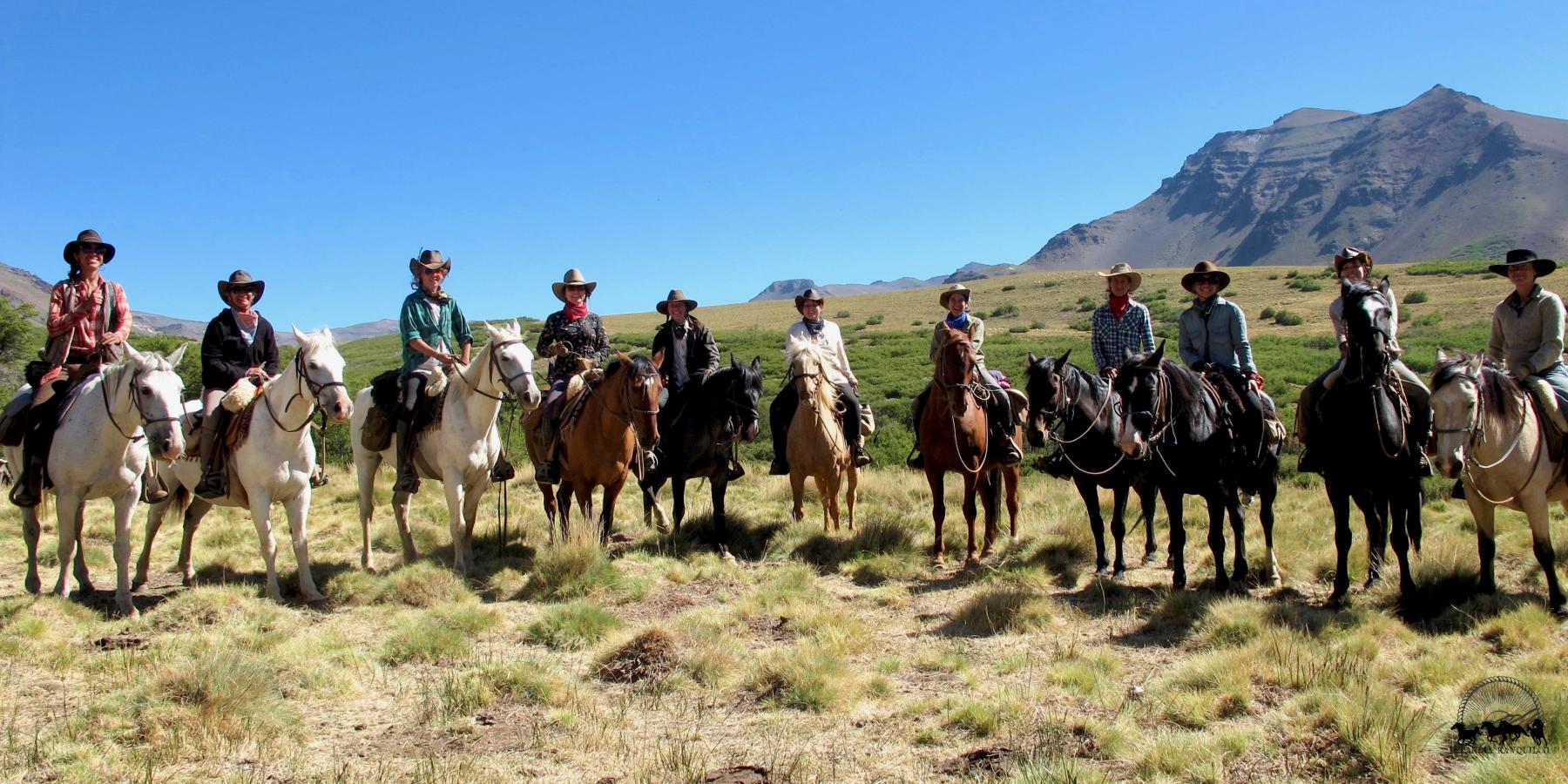Women on horses during women's pack trip at Estancia Ranquilco